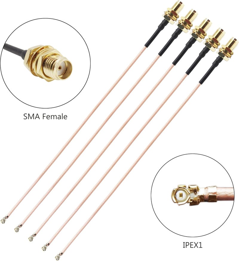 Rydocyee IPEX U.FL to SMA Female Cable 8 Inches RG178 WiFi Pigtail Coaxial Cable Connecting SMA Antenna to 4G 5G Router, Modem, MiFi Hotspot, Mini PCIE Wireless Card, WiFi Motherboard - 5 Pack - Image 2